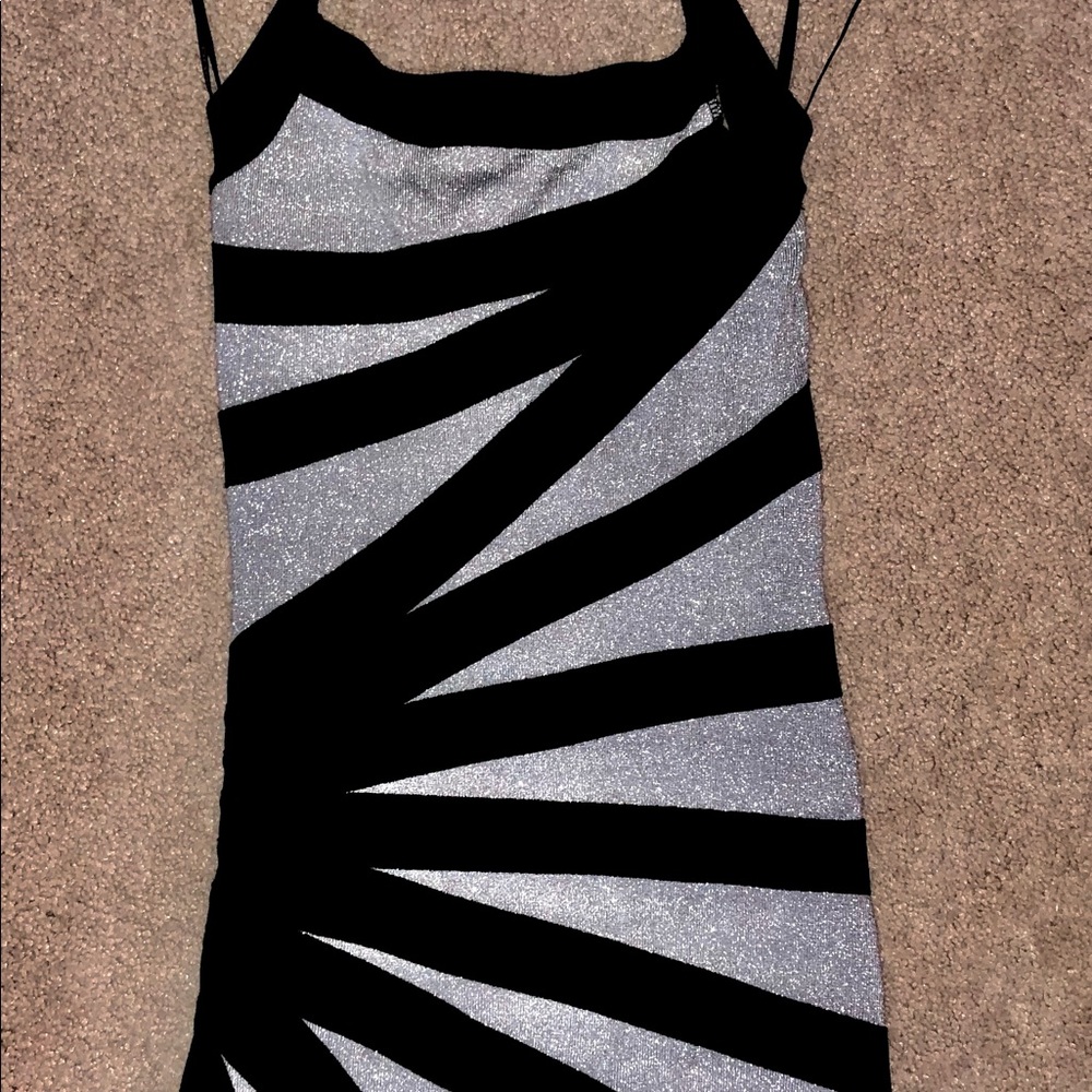 Halter black and silver Bebe dress